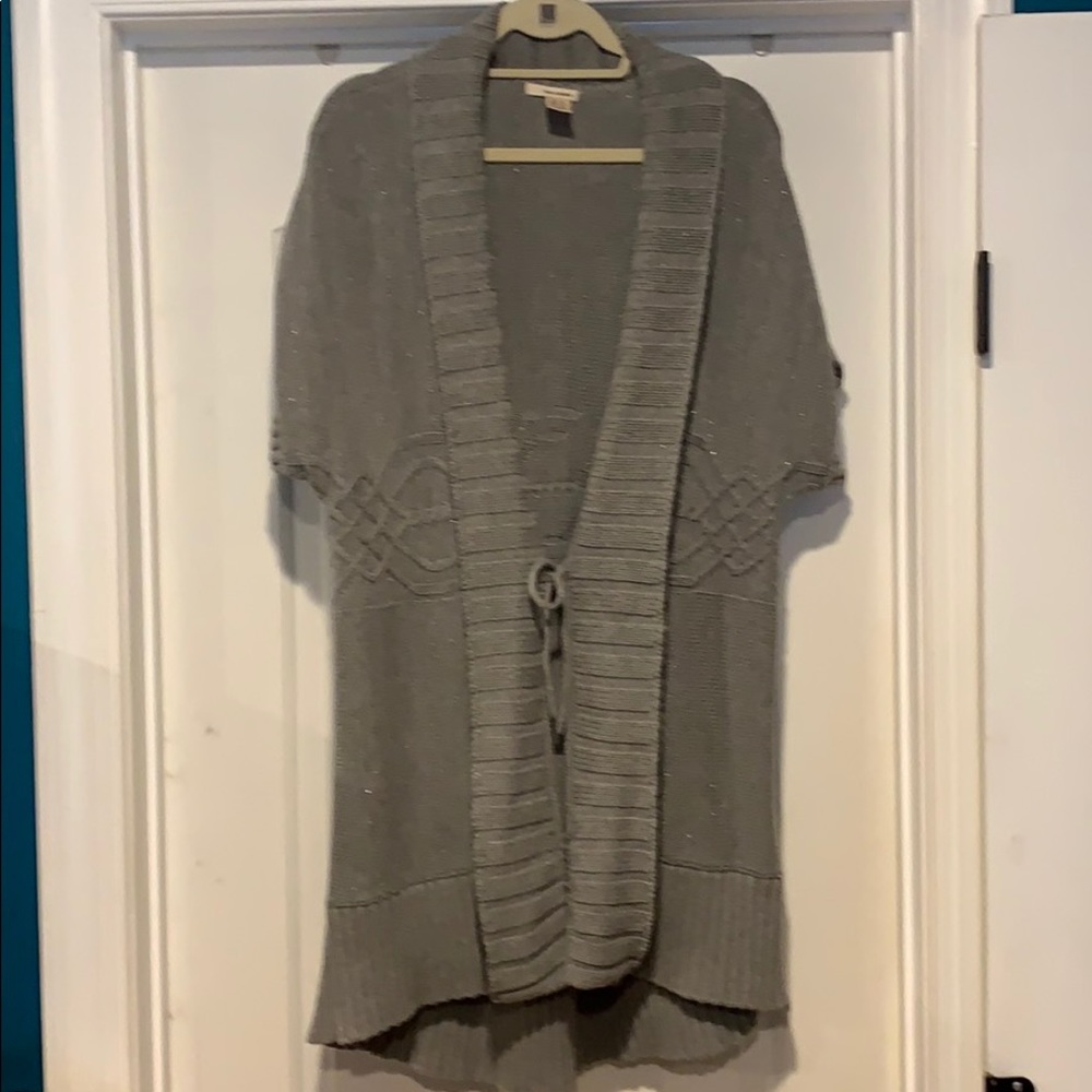 Gray sweater with silver thread